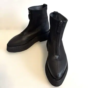 gigot(Lofina) 프론트 지퍼 부츠 블랙 가죽 통굽 23.5cm