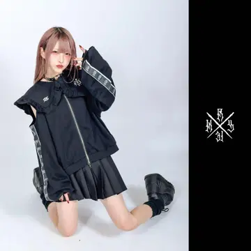 KRY [ WASIKIYOUSIKI ] 세일러 카라 집업 후드티