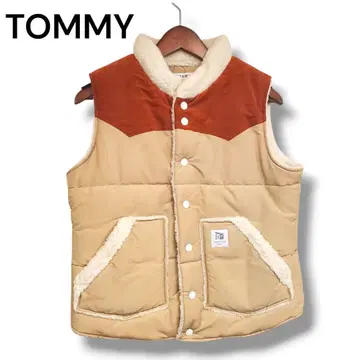TOMMY 보아 베스트 자켓 베이지 오렌지 M 새상품급