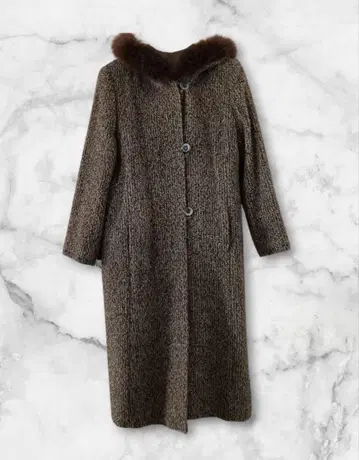 퍼 달린 알파카 혼방 후드 롱 코트