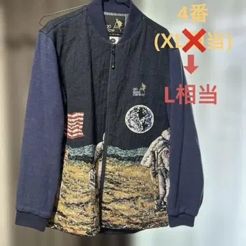 고 슬로우 카라반 우주 비행사와 달 표면 자수 자켓 L 상당 사이즈