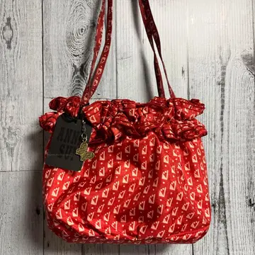 ANNA SUI 귀여운 빨간색 프릴 핸드백 안나수이 복조리 가방 백