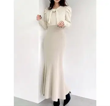 보타이 머메이드 니트 원피스