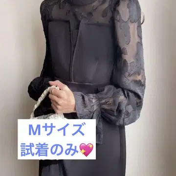 레이스 도킹 머메이드 원피스 블랙 M