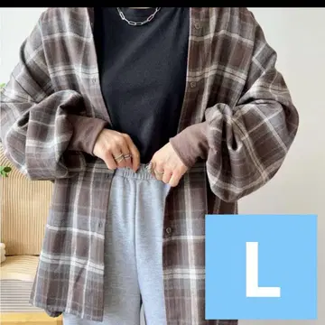 시마무라 mayo 체크 셔츠 브라운