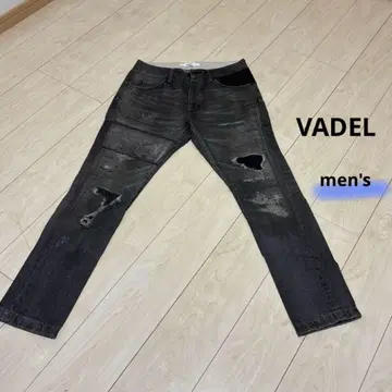 VADEL 데미지 가공 다크 그레이 데님 팬츠