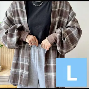 시마무라 mayo 체크 셔츠 브라운