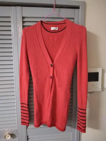 새상품급 SONIA RYKIEL 소니아 리키엘 앙상블 니트 빨간색 가디건