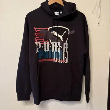 PUMA 그래픽 프린트 후드티 M 블랙