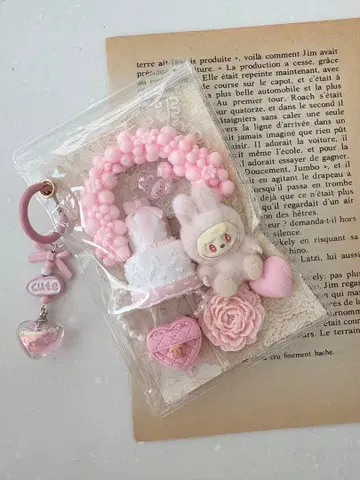 세트 파우치 라부부 pink 핸드메이드