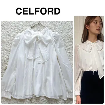 새상품급 CELFORD 셀포드 리본 플레어 블라우스 보타이 2way