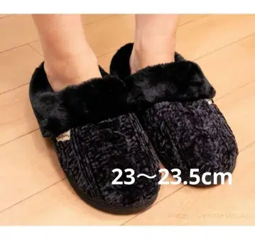 모크 슈즈 Dearfoams 블랙 모카신 퍼