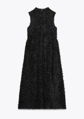 ZARA 프린지 부착 미디 기장 원피스 XS