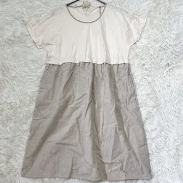 택 포함 새상품 A La mode Marche 반팔 원피스 바이컬러 절개