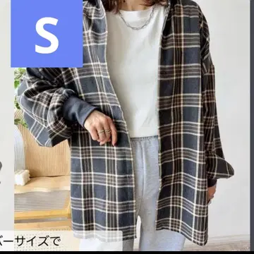 시마무라 mayo 체크 셔츠 브라운 S 사이즈