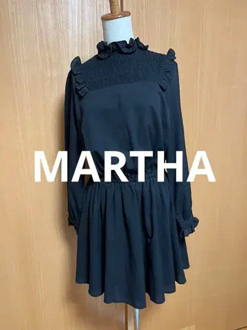 미사용품 MARTHA 블랙 프릴 원피스 긴팔 L