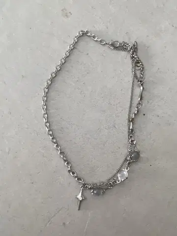 실버 여성용 체인 목걸이 그레이 스톤