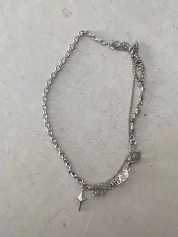 실버 여성용 체인 목걸이 그레이 스톤