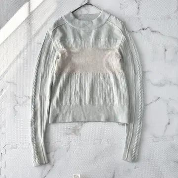 새상품급 FURFUR 케이블 니트 풀오버 프리 사이즈 스카이블루