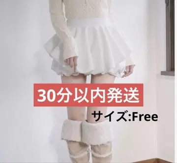 다리치 볼륨 벌룬 미니스커트 화이트 프리