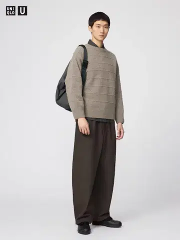 25AW 유니클로U 브러쉬드 맨투맨 와이드 팬츠 브라운 S