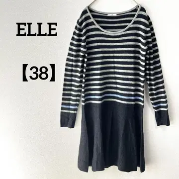 ELLE [ 38 ] 스트라이프 니트 원피스 울 혼방 이토킨