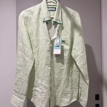 barassi 긴팔 셔츠 48 연한 녹색 린넨 100%