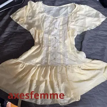 axesfemme 레몬 컬러 시스루 튜닉