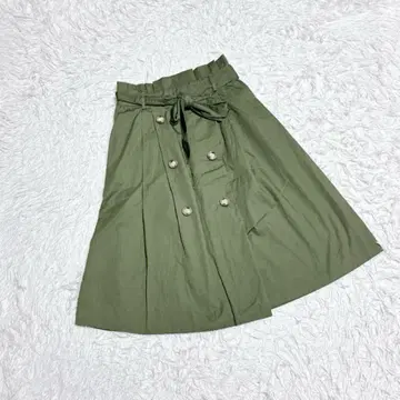 [ BODY DESSERT ] 트렌치 스커트 ( L ) 플레어 카키 리본