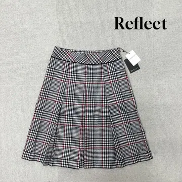 새상품 Reflect 스커트 무릎 기장 그레이 체크 무늬 M 사이즈