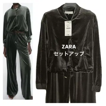 자라 벨벳 셋업 카키 택 포함 새상품