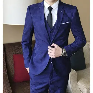 [ 미사용 새상품 ] 남성용 쓰리피스 수트 체크 무늬 수트 3세트 2XL