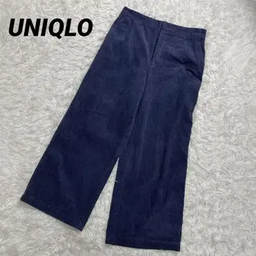 UNIQLO 유니클로 하이웨스트 코듀로이 와이드 스트레이트 팬츠 네이비