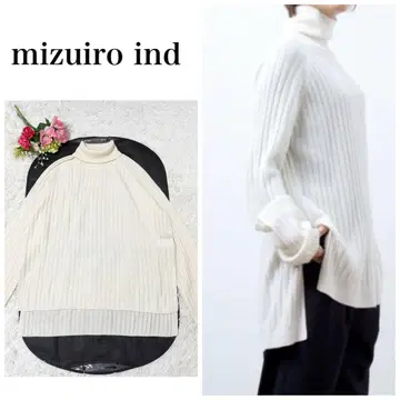 새상품급 mizuiroind 미즈이로 인드 터틀 리브 풀오버 아이보리
