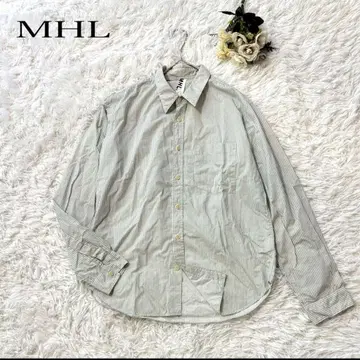 마가렛호웰 MHL 스트라이프 긴팔 셔츠 그린 코튼 100%