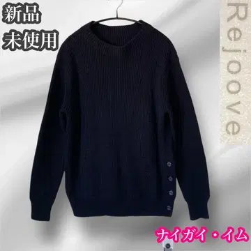 Rejoove 나이가이임 미사용 새상품 긴팔 면 니트 스웨터 네이비