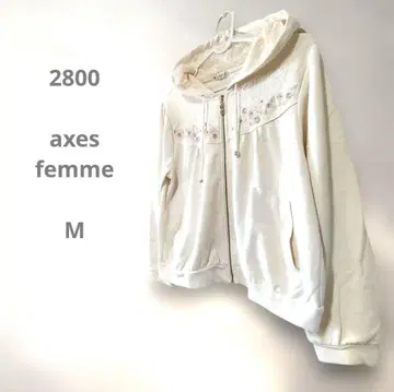 axes femme 꽃무늬 자수 화이트 후드티 레이스 귀여운 히메카와 M