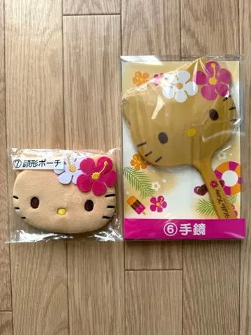 일광화상 키티 산리오 당첨 복권 손거울+얼굴 모양 파우치