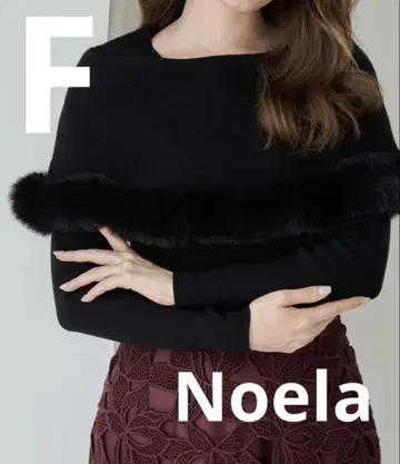 Noela 퍼 트리밍 칼라 니트 F 블랙 긴팔 블랙 노엘라 퍼