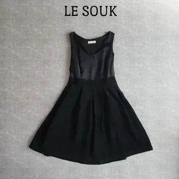 루소크 슬리브리스 원피스 턱 플레어 스커트 트위드지 블랙 M