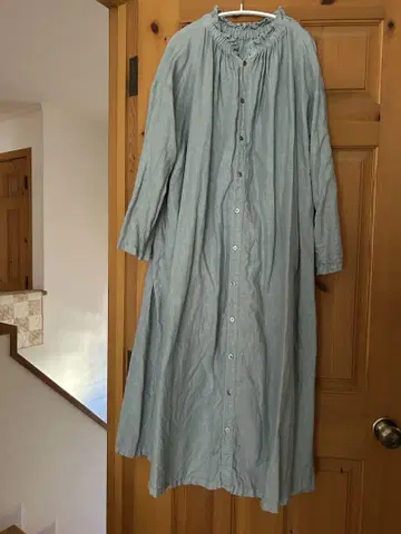 nest Robe 린넨 프릴 넥 원피스 블루