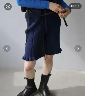 sanself 볼륨 프릴 리브 하프 팬츠