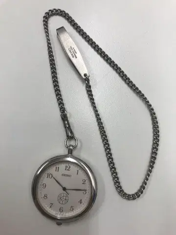 세이코 실버 회중시계 체인 포함