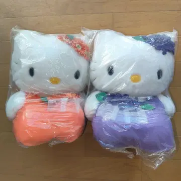 [레어] 헬로키티 플라워 가든 봉제 인형 2체 세트