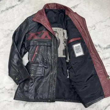 VIA NUOVA 라무 내퍼 가죽 자켓 50 블랙 레드 XL 빅 사이즈