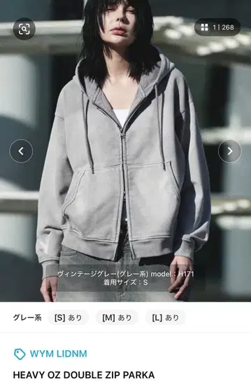 WYM HEAVY OZ 더블 집 파카 그레이 계열 S 사이즈