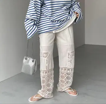 wee9s 빈티지 스타일 레이스 팬츠