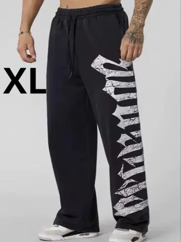 YOUNGLA 프린트 로고 스웨트 팬츠 남성용 XL