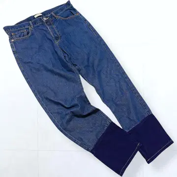 폴스미스 이소재 도킹 밑단 절개 버튼 플라이 데님 팬츠 루즈핏