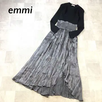 emmi atelier 도킹 롱 원피스 긴팔 블랙 그레이